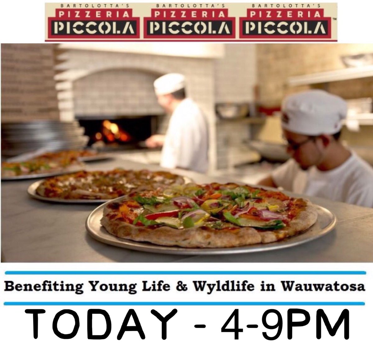 YoungLifeTosa's tweet photo. 2DAY ~~ 4-9pm. Cmon &amp; eat @ @pizzeriapiccola
Live outdoor music 5:30-7 as well! (Music times may change depending on weather). https://t.co/IzjfEV7ZDI