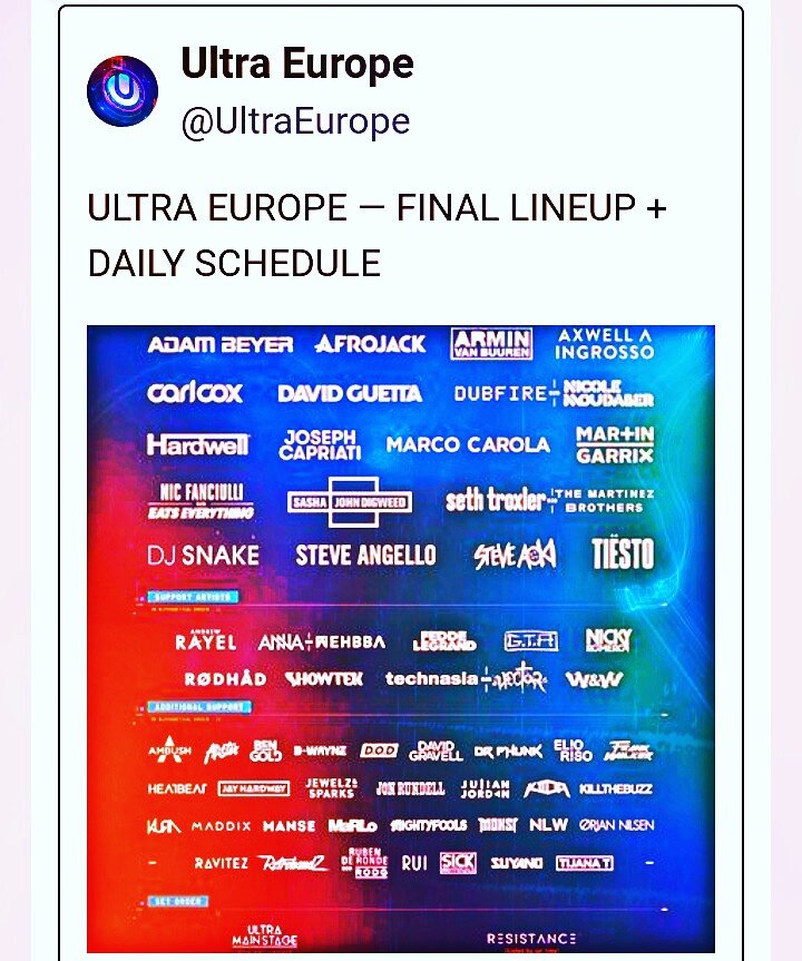 LuisAloha51's tweet image. @UltraEurope @ultra #finallineup #IWanttoGo #edm #Love #Music #ultraeurope 👏🙌😍💟🎵🎶😎 @edm_repost @TheEDMFamilies @EDMREPOSTCENTER @EDMWorldMag