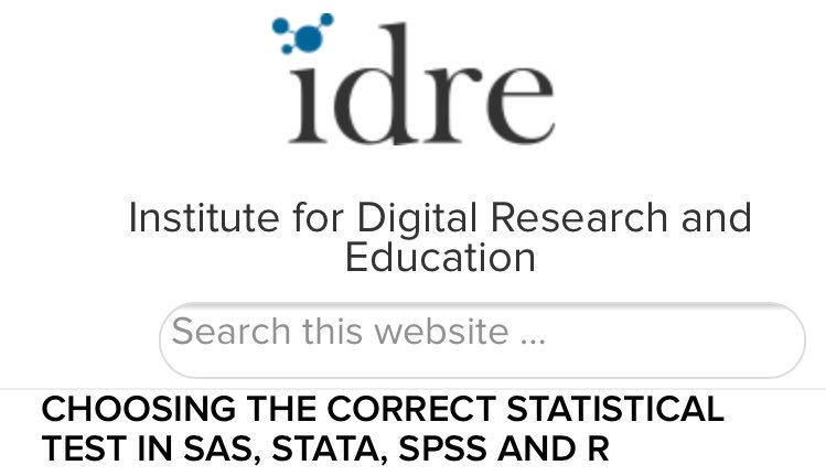 FilsTale's tweet image. رابط من جامعةUCLA يحتوي على جدول رائع لمعرفة كيفية إختيار التحليل الإحصائي المناسب وتنفيذه على SAS وSTATA وSPSS وR.

stats.idre.ucla.edu/other/mult-pkg…