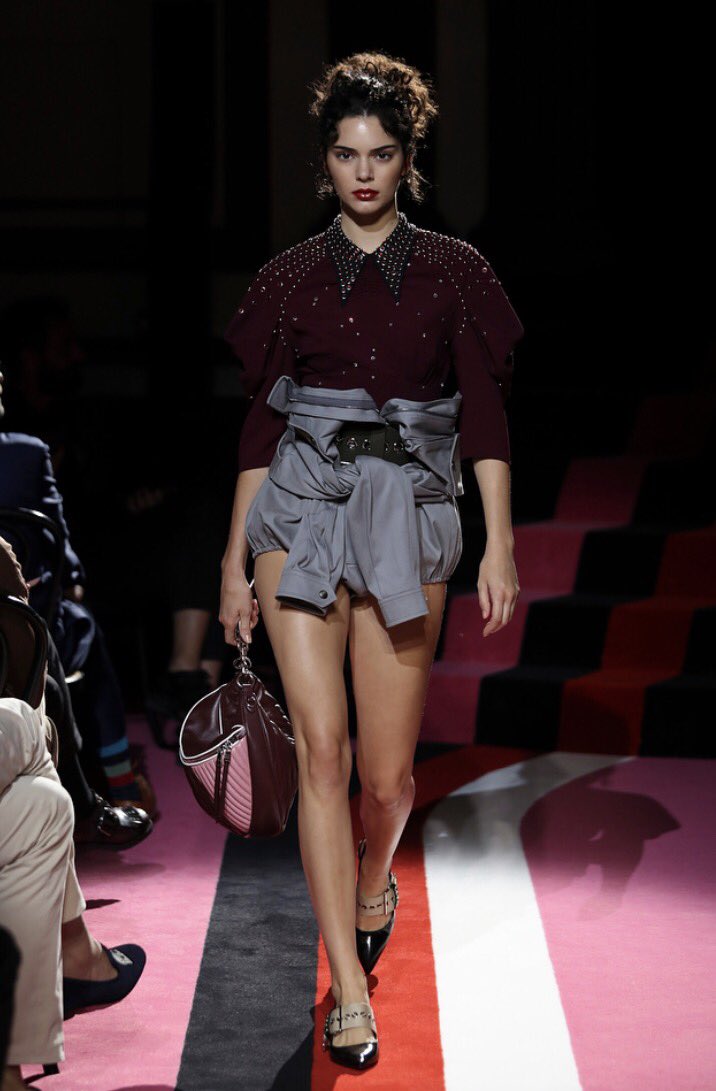 I see you my beauty @kendalljenner walking for @miumiuofficial at Paris Fashion Week! So stunning Kendall! #PFW #MiuMiu #ParisFashionWeek