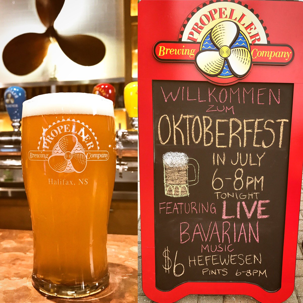 PropellerBeer's tweet photo. #Oktoberfest in July tonight 6-8pm! #LIVE Bavarian music &amp; $6 pints of #hefeweizen at our Gottingen St Taproom. #beer #CraftBeer #drinkcraft https://t.co/1OoTDQyNiU