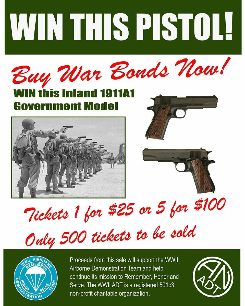 WWIIADT's tweet photo. Only 12 more days until #SJS17 and 20 more until #openhangarday at #FAAF !
Win an Inland 1911A1!
 #buywarbonds 
#remember #honor #serve https://t.co/iqUeZu8mtp