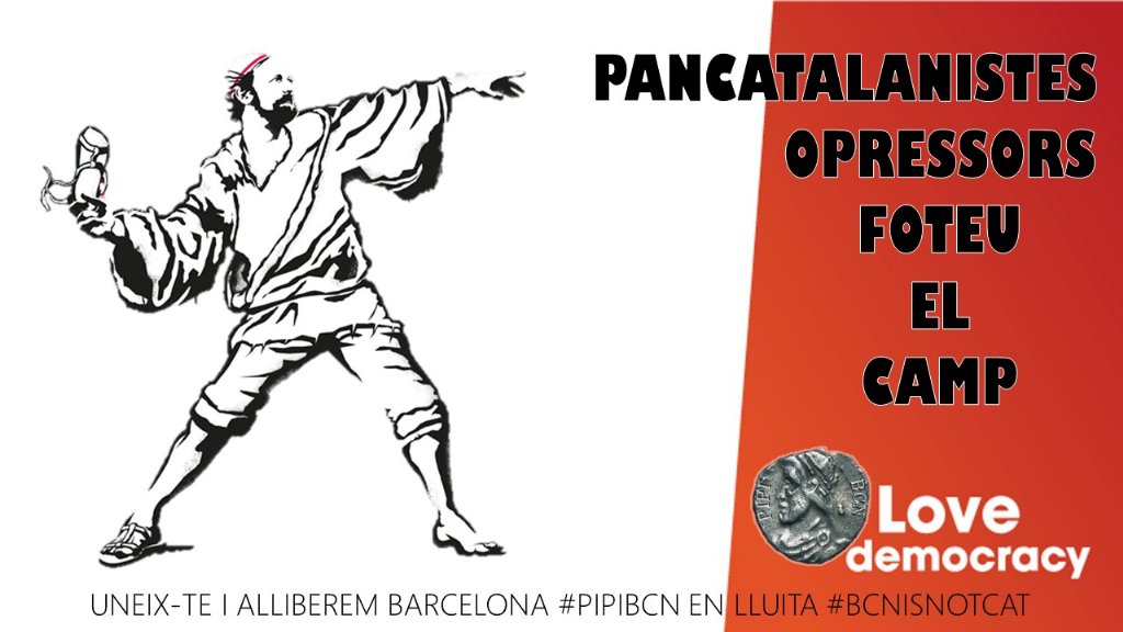 pipibcn2016's tweet photo. PANCATALANISTES, OPRESSORS!
FOTEU EL CAMP DE #BARCELONA!
#PIPIBCN EN LLUITA #WEARENOTCAT https://t.co/dE5gd9AwvH
