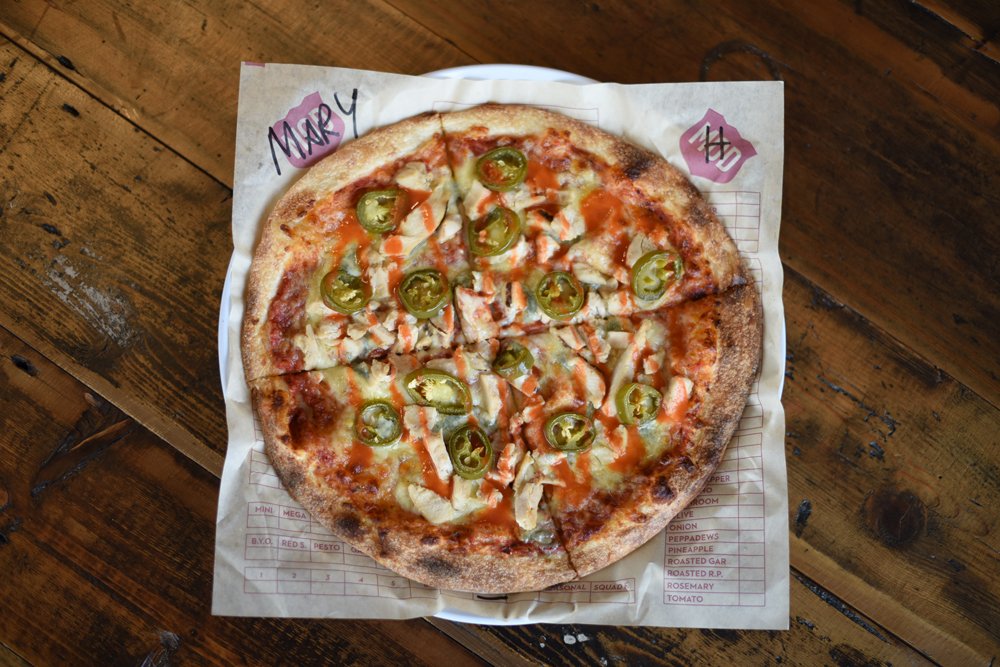 MODPizza's tweet photo. Keep it hot this weekend with a Calexico, one of our MOD classics that is finished with a buffalo sauce zig-zag! #pizza #MODpizza #spicy https://t.co/4XjQjrUYDO
