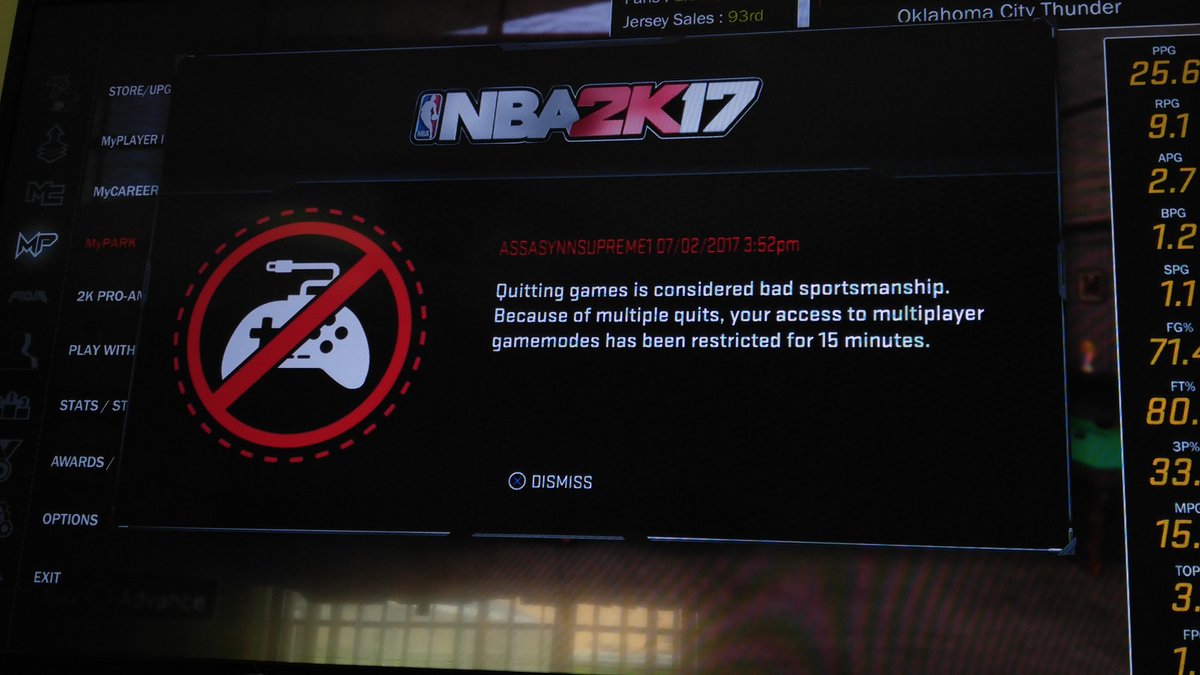 Isynn1's tweet photo. If 2k was an actual good game and didnt have bullshit*t happen in game I wouldn't quit. Can't wait for NBA live#heldhostage2bad2k https://t.co/UkIhG76zaA