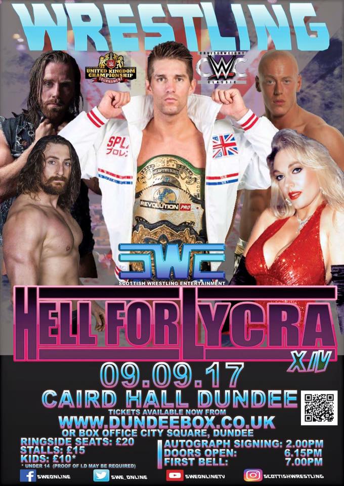 NEIL_MALONE's tweet photo. #SWE have unveiled their #HellForLycra poster #Dundee #Scotland #WWEUKCT #WWE #CruiserweightClassic #WCW #USWA stars #wrestling #Slamm15 https://t.co/szGR79Z2Om