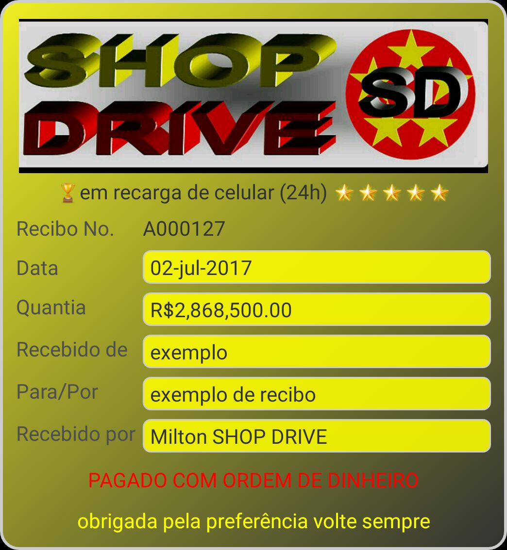 Criado através do Aplicativo "Cash Receipt"