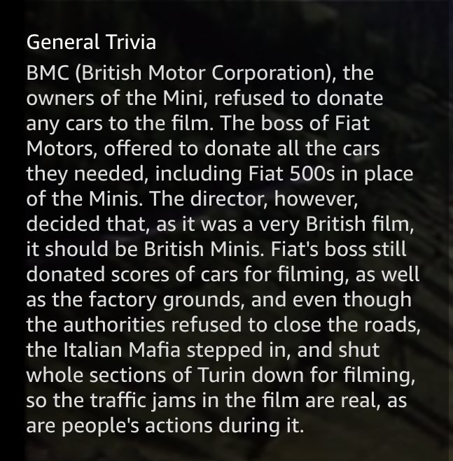 BBW_BFF's tweet photo. this trivia from THE ITALIAN JOB ('69) kinda buries the lede, re: the Italian Mafia https://t.co/FosmEpRpR0
