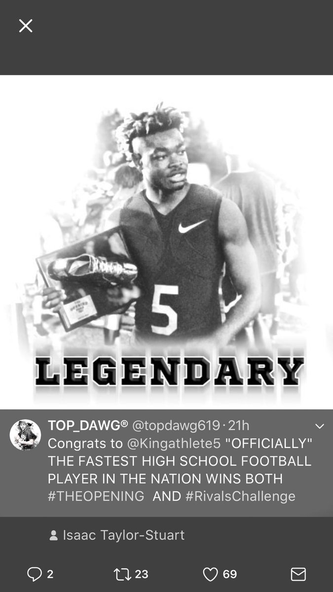 Nathanapirtle's tweet image. Congrats to @Kingathlete5 "OFFICIALLY" THE FASTEST HIGH SCHOOL FOOTBALL PLAYER IN THE NATION !DNA! Go follow my lil big cousin🥋🏈🥇🏆@OBJ_3