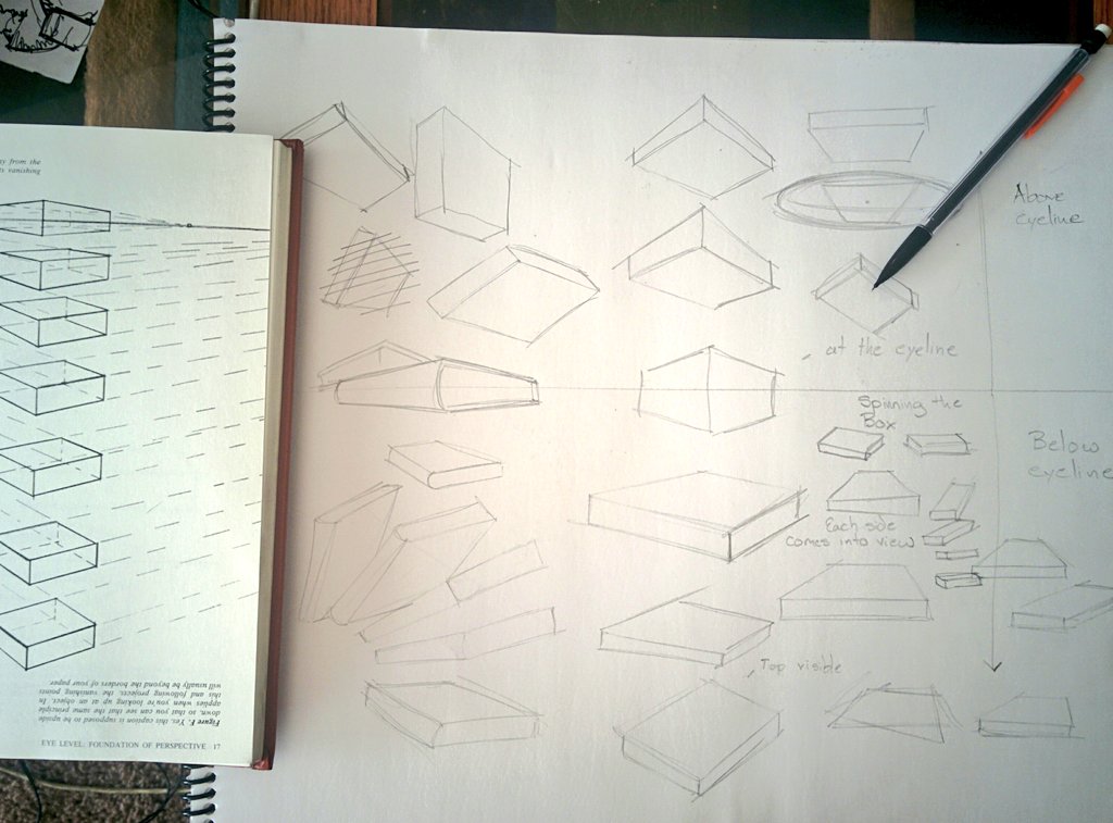 Makeshyft_Man's tweet photo. It's fundamentals time! Nothing like perspective cubes to remind yourself how bad you are at traditional mediums. #artispain #damnsquares https://t.co/dVxwJ3Y5UQ