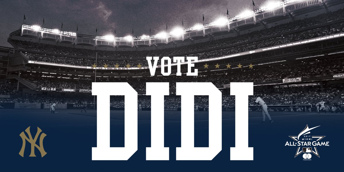 Yankees's tweet photo. And we're NOT 👏 DONE 👏 YET.  We know you 💙 him. It's time to help @DidiG18 get to MIA! Vote #SirDidi4Sure at https://t.co/lvkcWASDfb! https://t.co/Qfg7SeeFKQ
