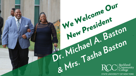 SUNYRockland's tweet photo. Join us in welcoming our new President Dr. Michael A. Baston and his wife, Mrs. Tasha Baston! #RocklandCommunityCollege https://t.co/DDnQVfQU4P