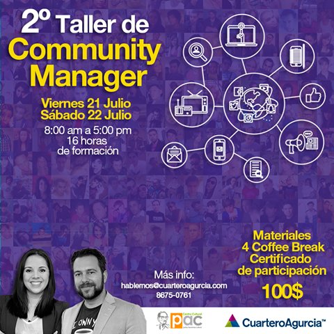 CuarteroAgurcia's tweet photo. @munoz_yasser @bethsmagurcia ¡Hola @munoz_yasser por aqui te dejamos toda la información del #TallerCommunityManager ! 📲 https://t.co/vyVK4zOLKu https://t.co/9MYungJV1E
