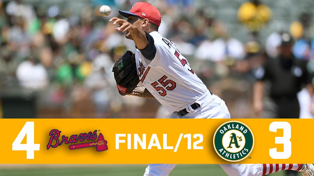 Sean Manaea has a strong outing, but the A's fall to the Braves in extras. atmlb.com/2tBpvy3 https://t.co/aJEs9AHpj7