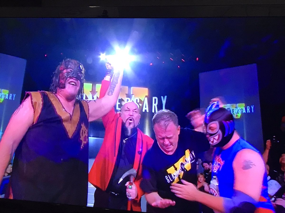 maineventradio's tweet photo. Great surprises!! #JimMitchell @SharkBoyNet join @TherealAbyss & @JeremyBorash #SLAMM15 #Slammiversary https://t.co/GWFDbFcbKi