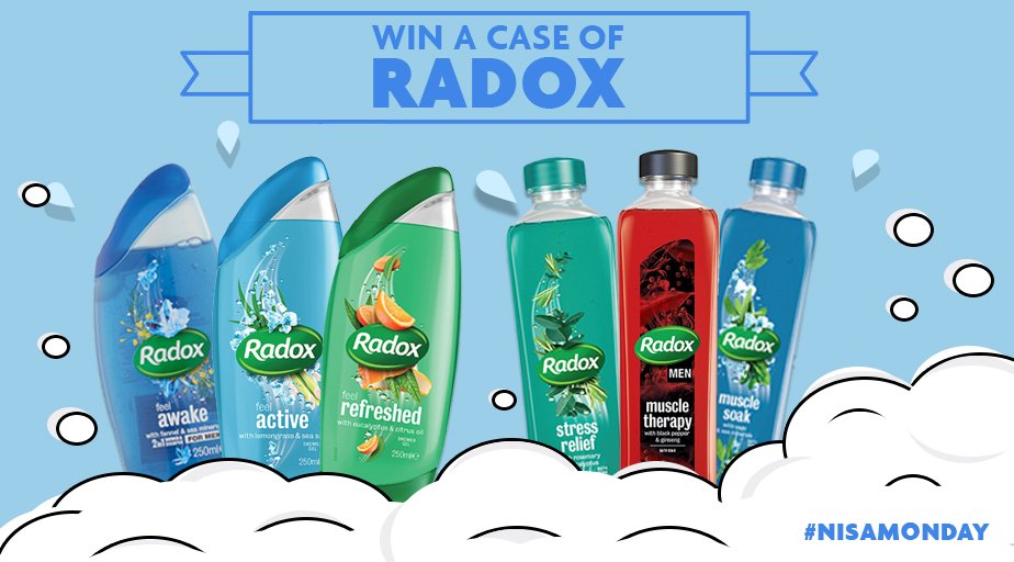 We're showering you with chances to WIN with ANOTHER #NISAMONDAY comp🚿 RT+FOLLOW to enter to win a case of <a href="/RadoxUK/">RadoxUK</a> bit.ly/1Jj8DuX