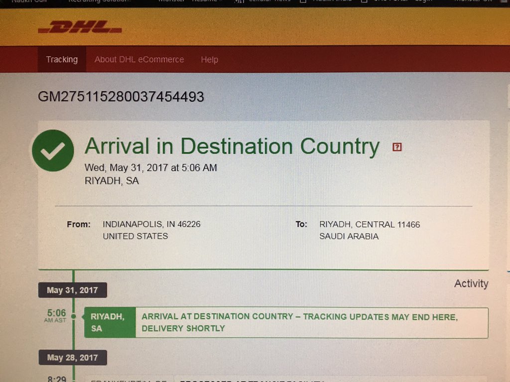 Mohamed Fahad Can U Tell Me First Where Is The Shipment At Present Ecommerce Teechip Dhl