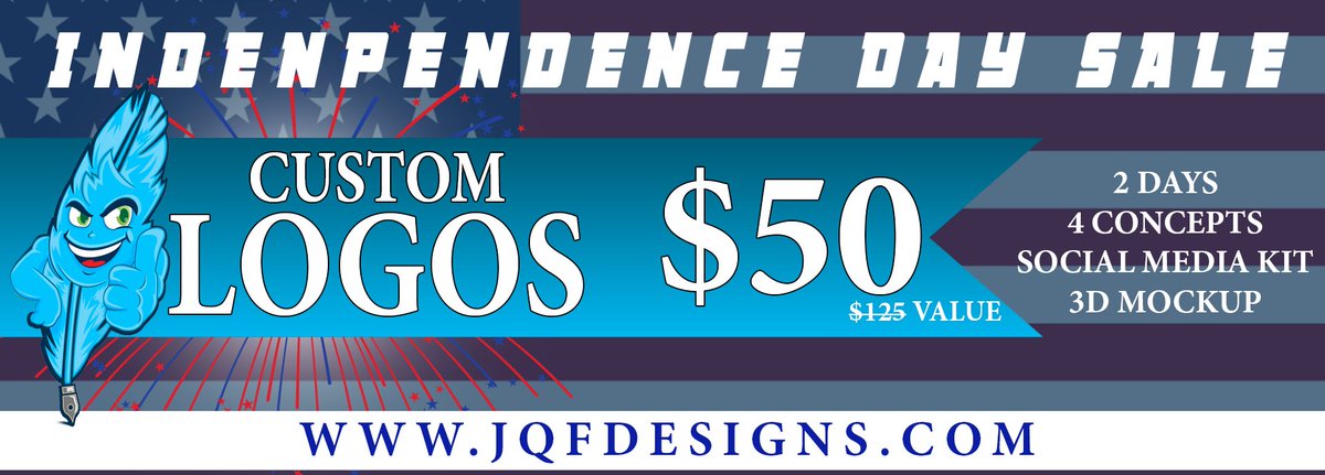 JqfDesigns's tweet photo. Don't miss out on our Independence Day Sale!!
#Designs #branding #Logo #NewCompany #LasVegas #Designs4You #LasVegasDesigns #JQFDesigns https://t.co/FUBhjA7xM1