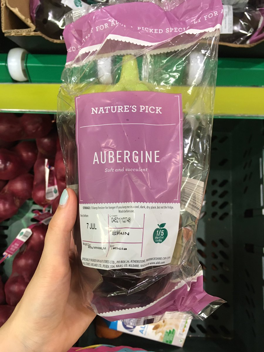 SophieBenson_'s tweet photo. .@AldiUK why do you package your fruit and veg in so much unnecessary plastic? A single aubergine in a plastic bag seems insanely wasteful. https://t.co/rIAPOiuKpB