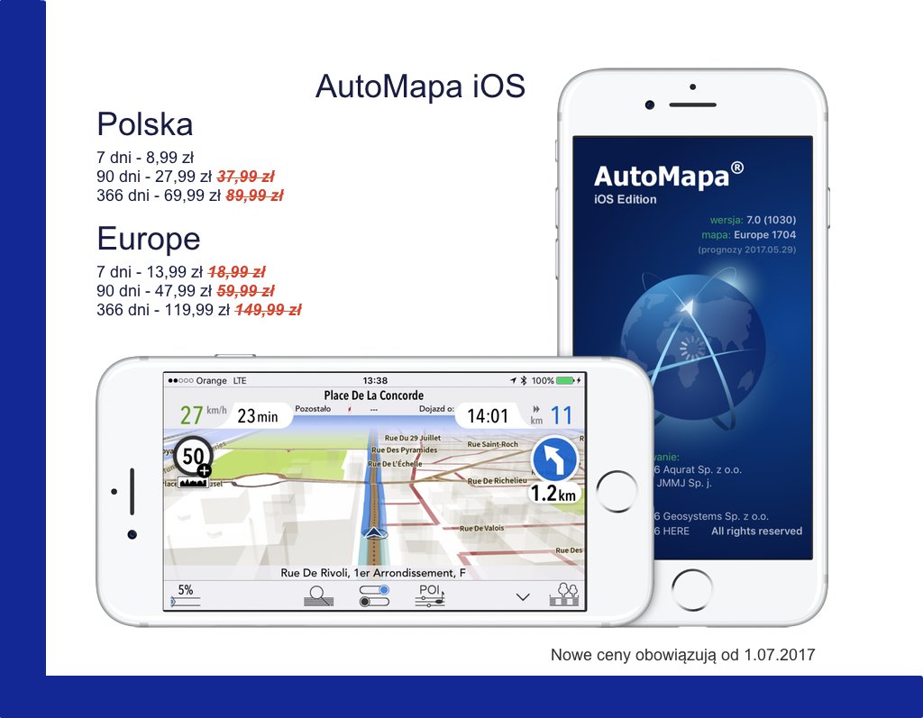 AutoMapa's tweet image. Oto nowe ceny #AutoMapa dla #iOS