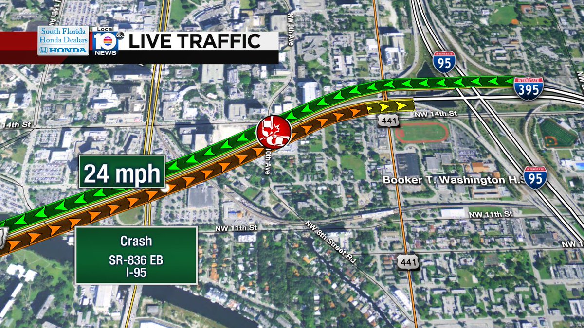 Crash on SR-836 EB at I-95 #traffic https://t.co/0coYCiLHKl