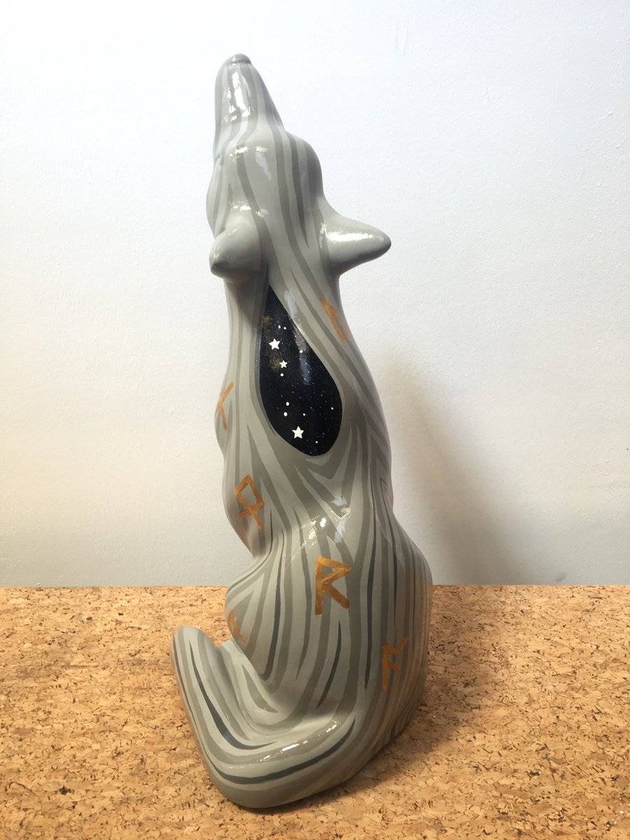 bohocreative's tweet image. Mini wolf Yggdrasil waiting to join the rest of the pack at @WolvArtGallery for the @Wolvesinwolvo exhibition #wolvesinwolves 🐺