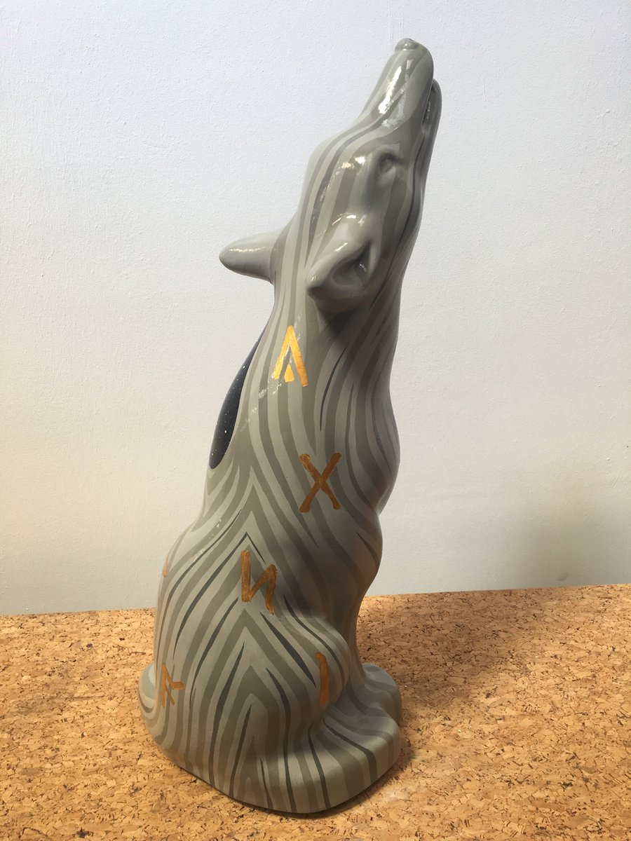 bohocreative's tweet image. Mini wolf Yggdrasil waiting to join the rest of the pack at @WolvArtGallery for the @Wolvesinwolvo exhibition #wolvesinwolves 🐺