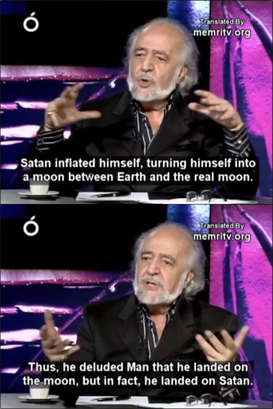 Satán se infló a sí mismo, convirtiéndose en una luna entre la luna y la tierra real. Así, engañó a la humanidad que aterrizó en Satán y no en la luna real.