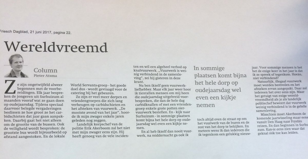 Pieter (@pjatsma) on Twitter photo Korpschef @POL_Akerboom zou eens in Surhuizum moeten komen kijken. Korpschef @POL_Akerboom zou eens in Surhuizum moeten komen kijken.