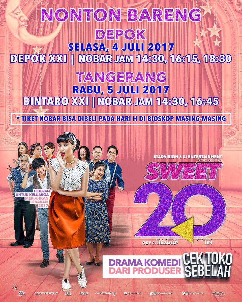 ArditErwandha's tweet photo. nobar @sweet20movie, besok Depok lusa Tangerang, jangan kapok biar sayang. #heyaaa https://t.co/JpWxq0fZHn