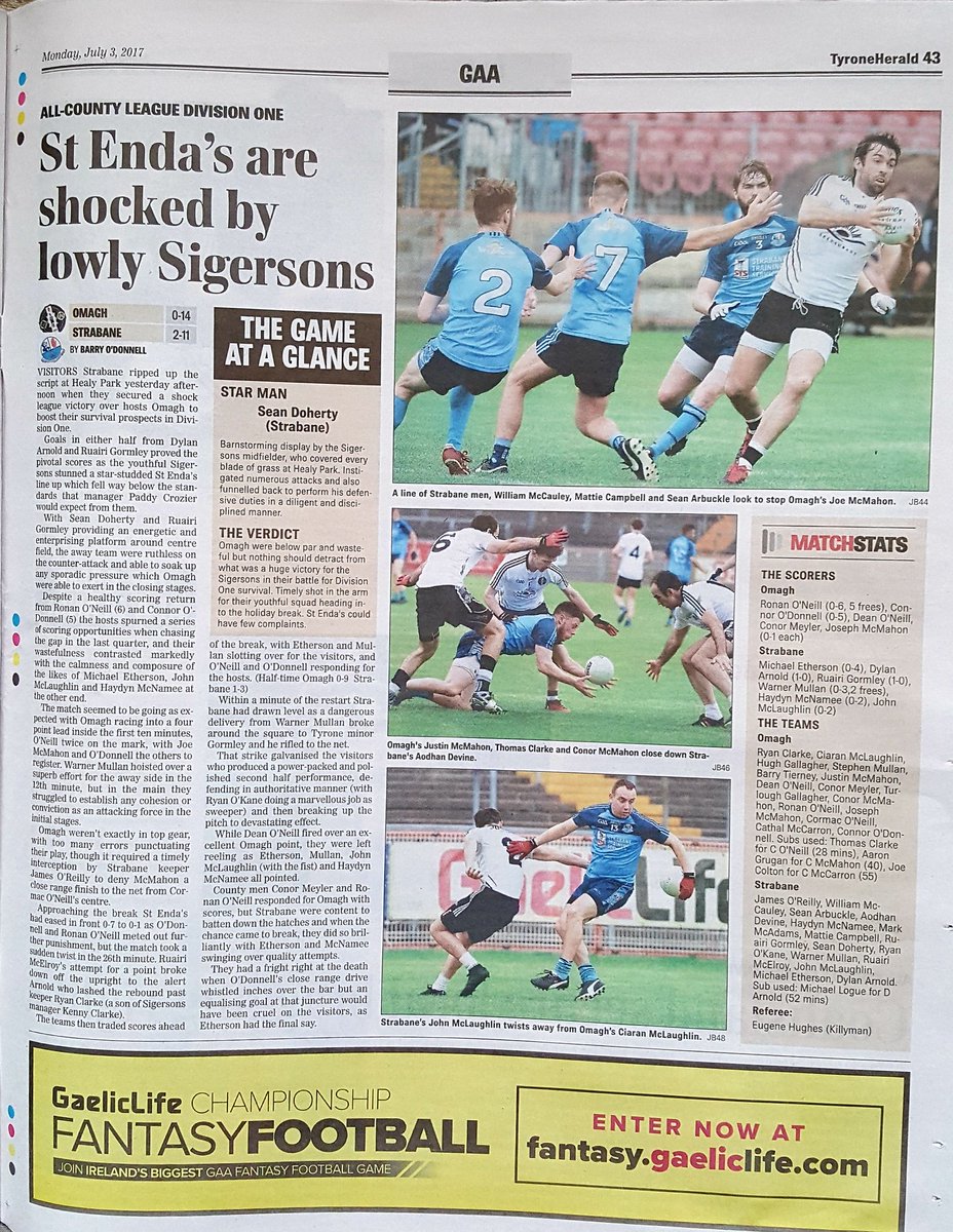 Have you got your copy of the Tyrone Herald yet? Reads well. <a href="/SigersonsGAA/">StrabaneSigersonsGAA</a> <a href="/bod_uherald/">Barry O'Donnell</a> @Strab_Chronicle @Ulster_Herald <a href="/teamtalkmagLIVE/">Teamtalkmag.com</a>