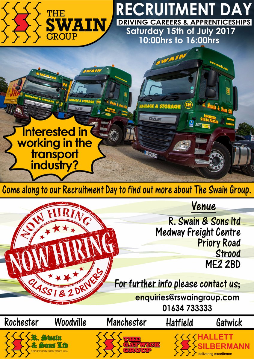 INTERESTED IN A CAREER IN TRANSPORT, COME ALONG TO OUR RECRUITMENT DAY 15/07 10AM TO 4PM AT OUR HQ. <a href="/Halletts1946/">Hallett Silbermann</a> <a href="/Gatwick_Group/">Gatwick Group</a> #Careers