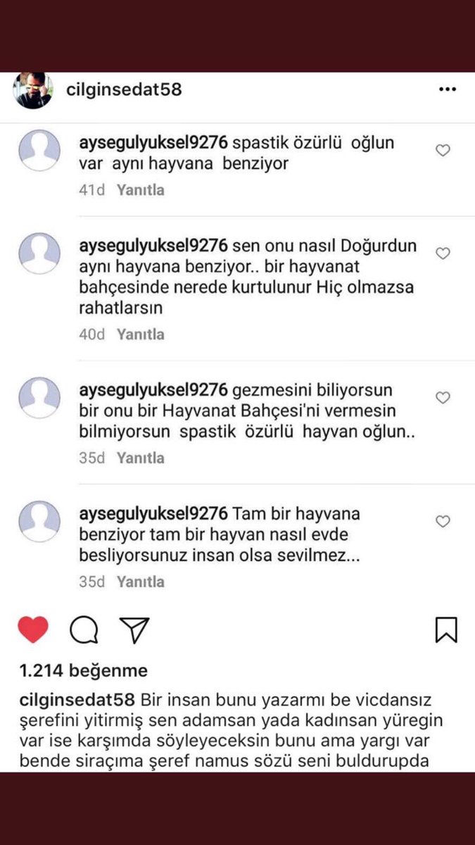 Allah seni ıslah etsin merhametsiz insan sen merhameti de haketmiyorsun bu çirkin zihniyeti kınıyorum"SiraçlarMelektir Dokunmayın"
