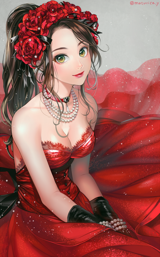 赤いドレスの女の子 」|祀花よう子のイラスト