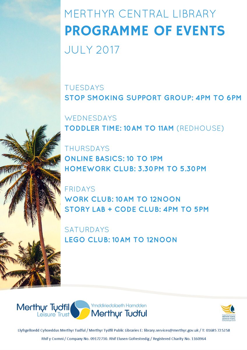 merthyrlibrary's tweet photo. It's July!  Here's what's going on in Merthyr Central Library this month! #MondayMenu #LoveLibraries https://t.co/afyRG9QuXJ