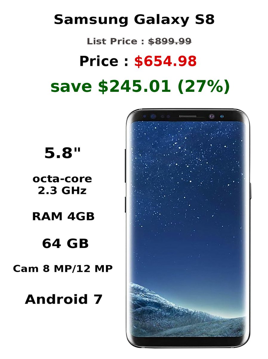 AmazonProds1's tweet image. Deal !! : 27% off on samsung s8 price ow.ly/p5kw30dI0dZ
#Deals #DealoftheDay #samsunggalaxys8 #Amazon