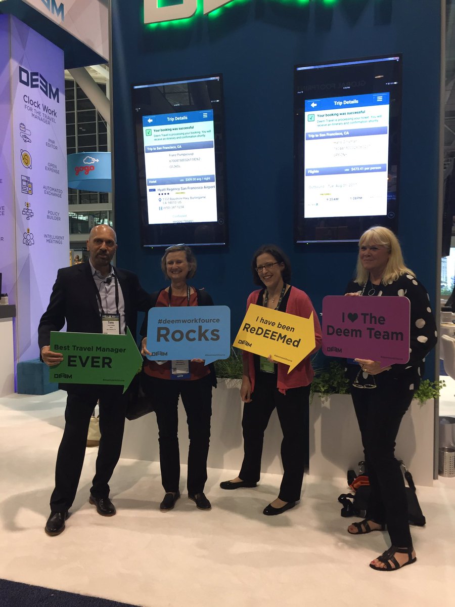 deem's tweet photo. "Pumping Up" with Vinny and Missy - Workout contest winners. It's been a successful 1st expo day @GlobalBTA. #deemworkfource #GBTA2017 https://t.co/9G2VSyJkS2