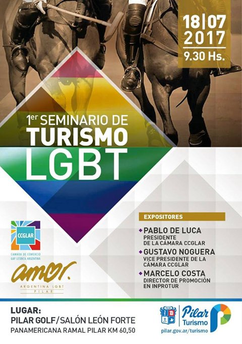 MAÑANA #Pilar recibirá su 1er Seminario de Turismo LGBT. A partir de las 9.30, en Pilar Golf. Los esperamos! <a href="/luchyravina/">Luchy Ravina</a> <a href="/NicoDucote/">Nico Ducoté</a>