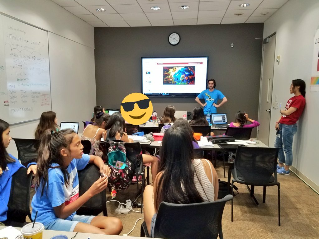 flarechess's tweet photo. The San Jose @GirlsMakeGames camp learned a lot about Game Design and Narrative today! (Watching @ExtraCreditz was a BIG help!) https://t.co/cqTdCFtFiU