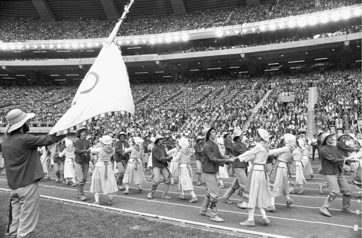 Dancers in the opening ceremonies performance at the Montreal Olympics Games.