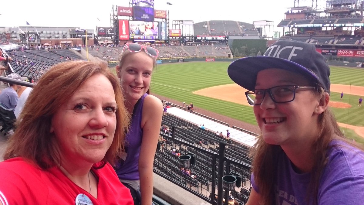 JaniceOwen's tweet photo. Splurged for lwr rows behind home plate @Rockies game! Repping my home team tho-have to wear my ❤ Looking fwd to a fun game! #1sttimehere https://t.co/rAdjCsMCbL