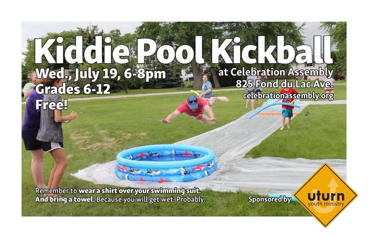 UTurnFDL's tweet photo. Kiddie Pool Kickball 2017 is this week! Wed. July 19, 6–8pm.
https://t.co/FvB3NKbyEl https://t.co/bvnL7KCX5X