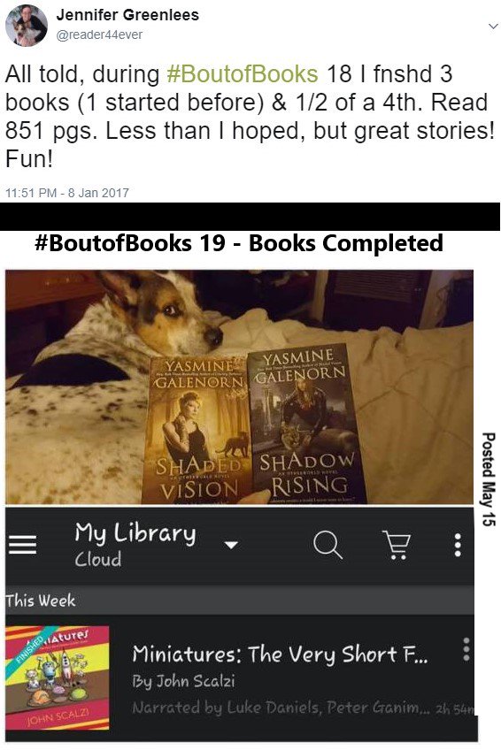 Jen's BoutofBooks 18 and 19 Accomplishments Jen's BoutofBooks 18 and 19 Acccomplishments