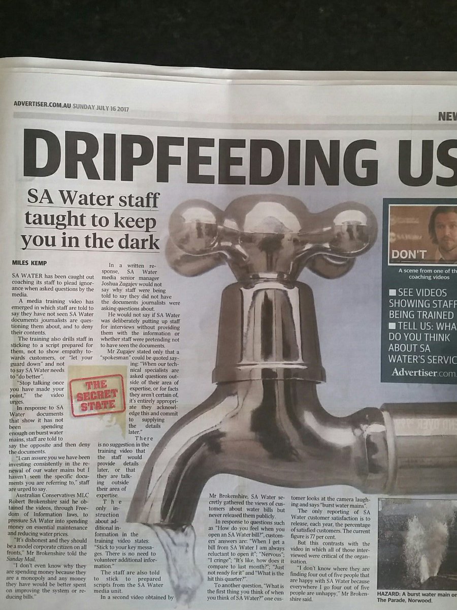 DiggetyDogs's tweet image. #sawater training staff to #lie and #deceive. Oh, and I get to pay for the training. #Jay #DoSomething #theadvertiser