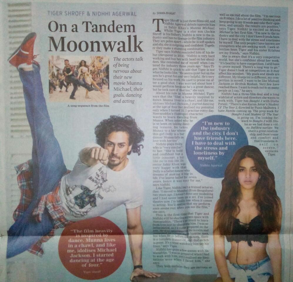 #OnaTandemMoonwalk 
This is what I found in #TheNewSundayExpress
@iTIGERSHROFF @AgerwalNidhhi #MunnaMichael