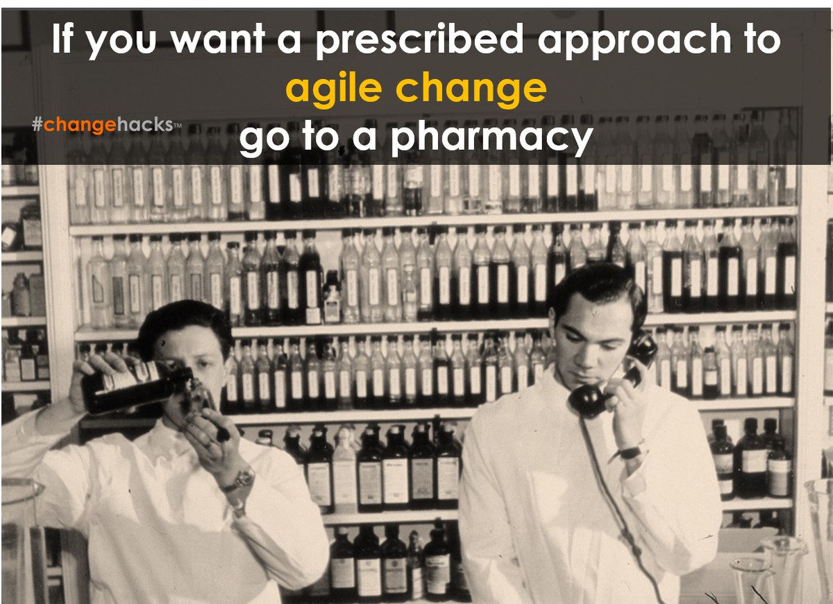 LenaEmelyRoss's tweet photo. Iโm often asked about an approach for #AgileChange. My response: if you want a prescription, go to a pharmacy. #adapative #changehacks https://t.co/ZVbugNOByc