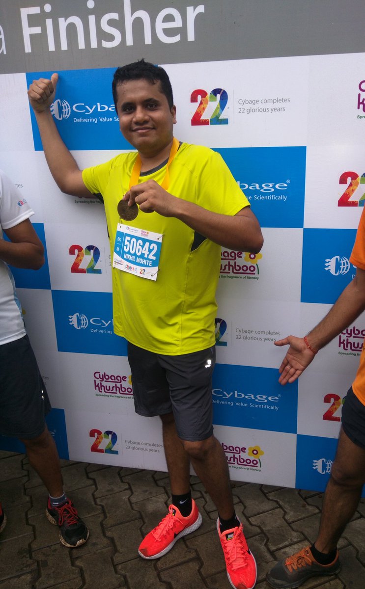 TheNikhilMohite's tweet photo. Few things in Life match the thrill of a Marathon! #Cybagerun #marathon #runner https://t.co/Iw7Snyqjgh