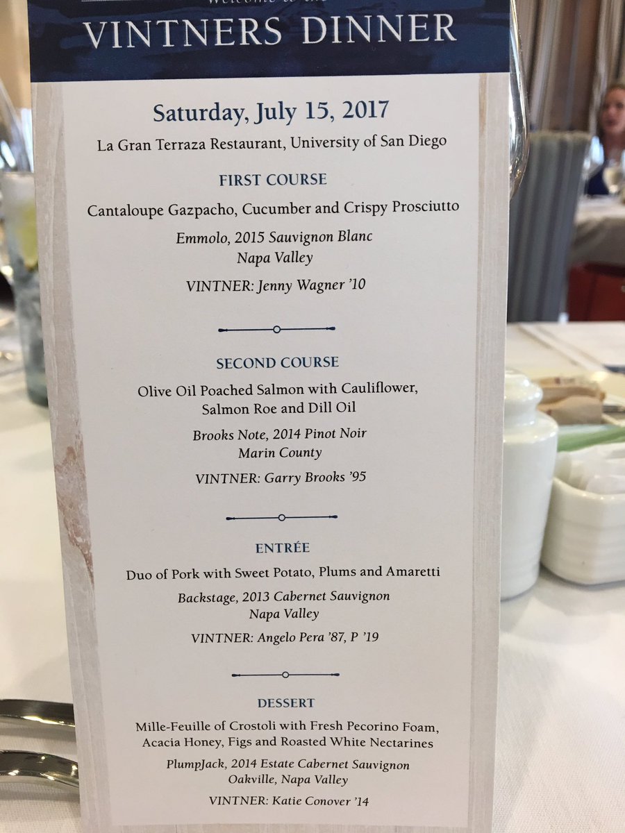 Kevin Dooley (@dooleysandiego) on Twitter photo <a href="/usdwineclassic/">USD Wine Classic</a> vintners dinner menu <a href="/BrooksNoteWines/">Garry Brooks</a> <a href="/EmmoloWines/">EmmoloWines</a> @backstagewine <a href="/PlumpJackWinery/">PlumpJackWinery</a> <a href="/GoUSDAlumni/">USD Alumni Association</a> <a href="/uofsandiego/">USD</a> <a href="/usdwineclassic/">USD Wine Classic</a> vintners dinner menu <a href="/BrooksNoteWines/">Garry Brooks</a> <a href="/EmmoloWines/">EmmoloWines</a> @backstagewine <a href="/PlumpJackWinery/">PlumpJackWinery</a> <a href="/GoUSDAlumni/">USD Alumni Association</a> <a href="/uofsandiego/">USD</a>