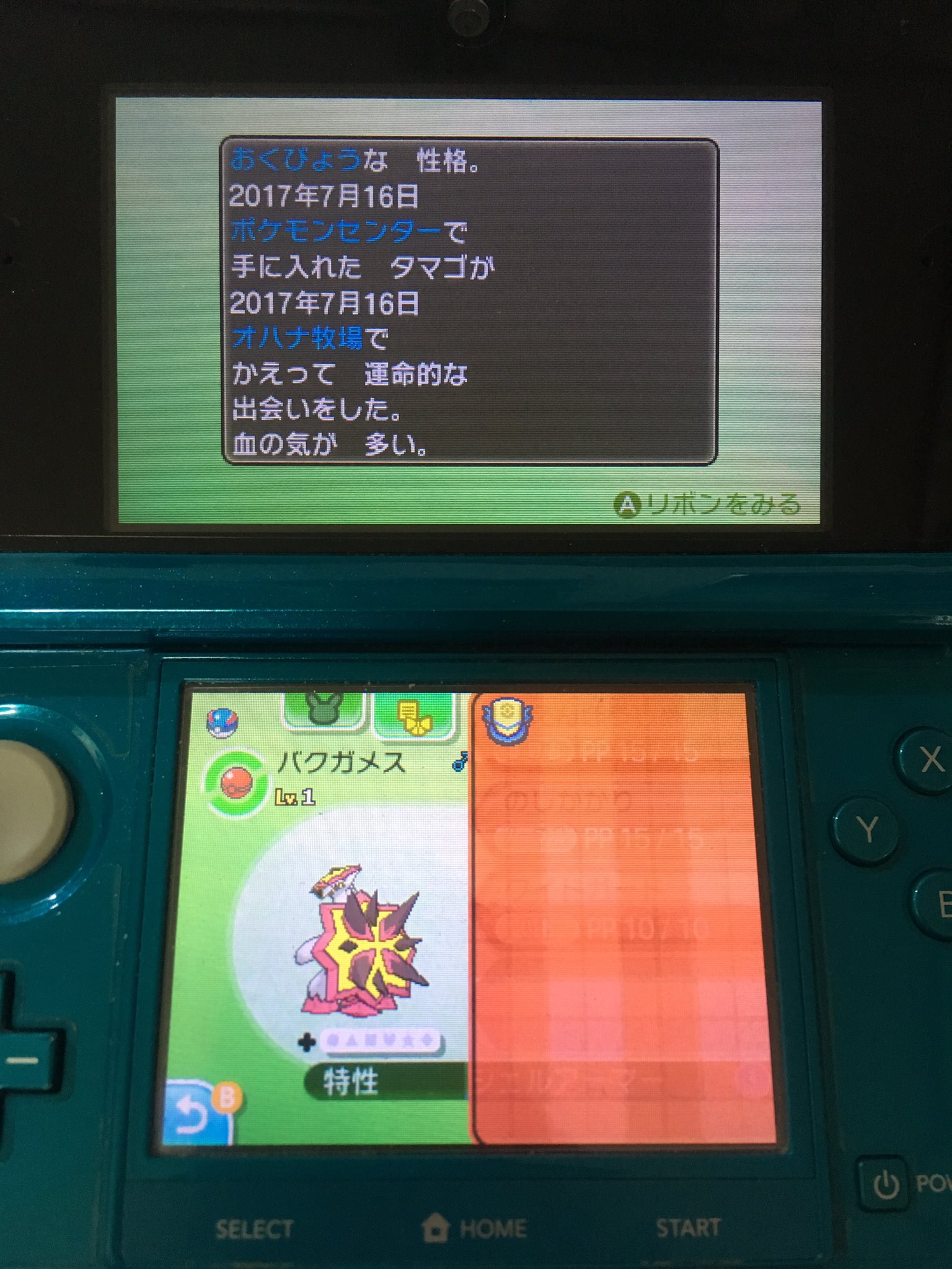 エルザ 臆病 卵 バクガメス プレシャスボール固定 厳選 V無し 卵で性格 個体値がランダムだったので 性格 だけ合わせようと思ってたら1回で終了 孵化 性格 個体値がランダムってかなり面倒w ちなみにめざパは格闘でした W リセット回数0回