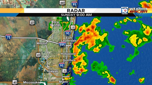 Heavy downpours approaching the coast from Broward to Miami-Dade. It is a wetter Sunday #rain #Flwx https://t.co/RRtRB8l7nR